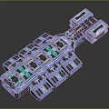 Modular Blue Mechanical Structure for Space Station and Satellite Systems 3d model