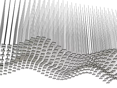 Modern Linear Chandelier With Metallic Grid Structure And Geometric Design Elements 3d model