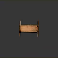 Vintage Wooden Baby Crib With Carved Headboard And Hand Painted Red Patterns