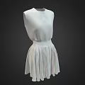 Chic White Sleeveless Dress With Round Neck And Pleated Skirt