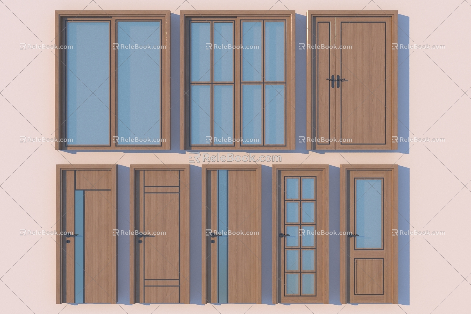 Door combination sliding door toilet door 3d model