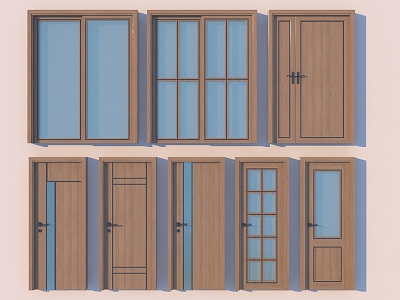 Door combination sliding door toilet door 3d model