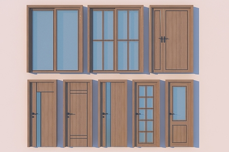 Door combination sliding door toilet door 3d model