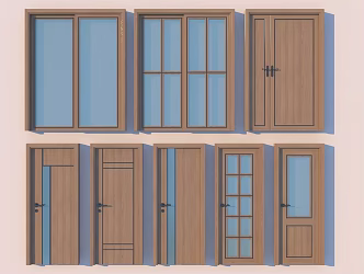 Door combination sliding door toilet door 3d model