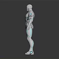 White Humanoid Character With Blue Luminous Lines And Futuristic Tech Armor Design 3d model