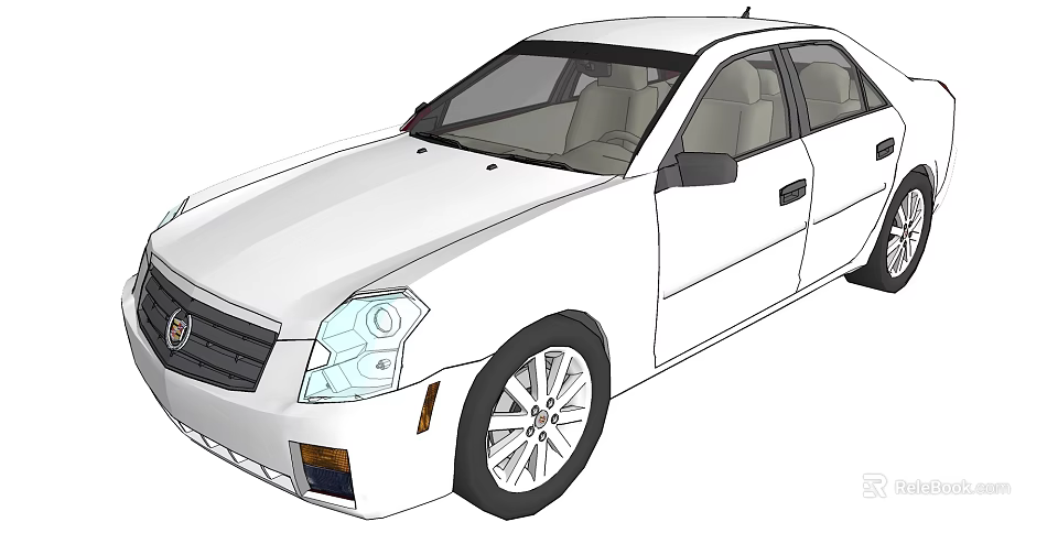 White Sedan Car With Modern Design Stylish Headlights And Alloy Wheels 3d model 