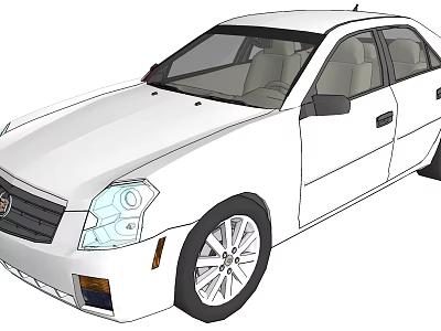 White Sedan Car With Modern Design Stylish Headlights And Alloy Wheels 3d model