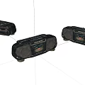 Vintage Black Radios With Classic Design And Speaker Grilles On White Background