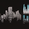 City silhouette architectural silhouette 3d model