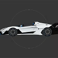 White Convertible Sports Car With Modern Design Blue Accents Aerodynamic Body And Racing Wing