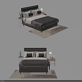 Elegant Modern Double Bed Interior With Soft Bedding Pillows Nightstands And Rug 3d model