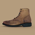 Brown Leather Lace Up Casual Boots With Classic Design And Black Sole