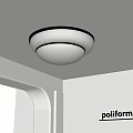 Modern Round Ceiling Light With Black Frame And White Shade In Room Corner 3d model