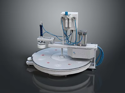 Industrial Automated Machinery Featuring Circular Base Blue Tubes White Devices And Mechanical Components 3d model