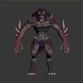 Wolf like Mythical Animal 3D Model with Gray Body Purple Fur Spikes and Sharp Claws