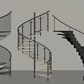 Modern Spiral Staircase Design With Metal Frame And Glass Railing Structure