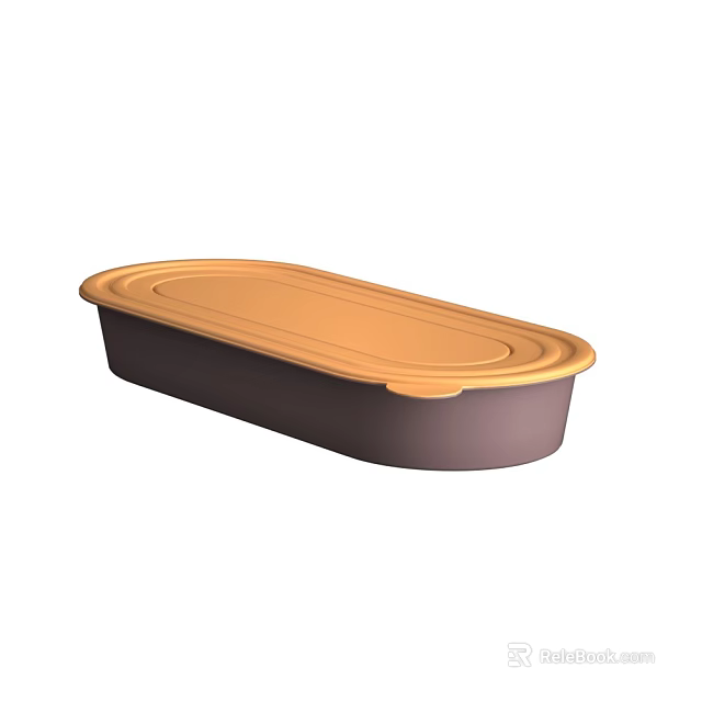 Practical Airtight Oval Storage Container With Orange Lid For Food Preservation 3d model 