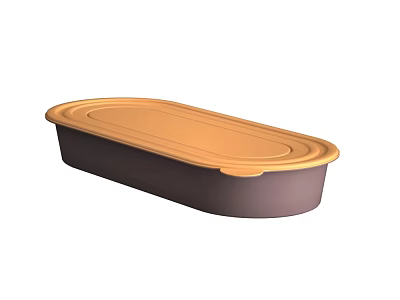 Practical Airtight Oval Storage Container With Orange Lid For Food Preservation 3d model