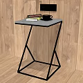 Modern Wooden Bedroom Accent Wall With Glass Top Table And Black Metal Frame
