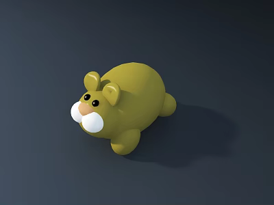 Cute Yellow Plush Toy Mouse with White Nose Whiskers and Round Body 3d model