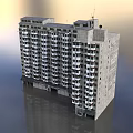 Multi Story Residential Building With Multiple Balconies Gray Concrete Exterior Windows And Roof Equipment