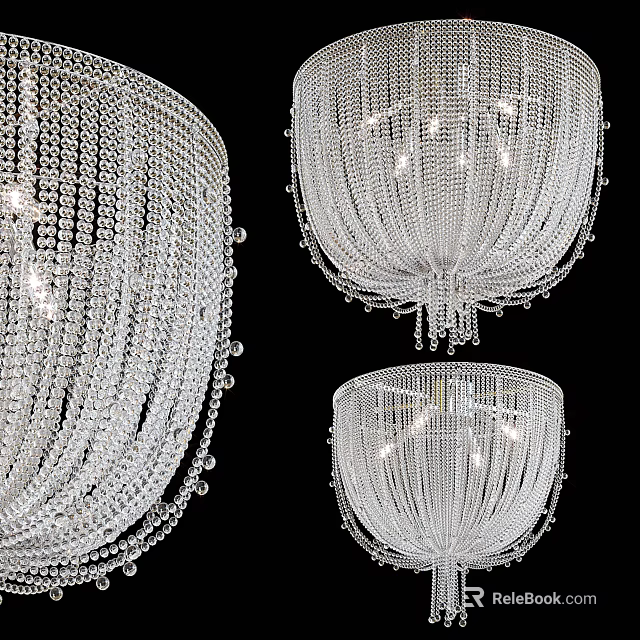 Elegant Luxurious Crystal Chandelier With Hanging Crystals And Decorative Design 3d model 