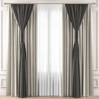 modern fabric curtain fabric curtain gauze curtain 3d model