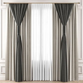 modern fabric curtain fabric curtain gauze curtain 3d model