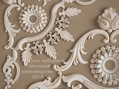 European-style carved plaster wall decoration 3d model