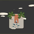 Sci Fi Futuristic Tropical Scene With Advanced Palms Hovering Bridge Mechanical Creature And Energy Ripples