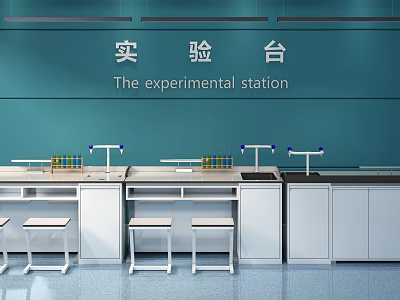 Laboratory Workbench with Instrument Racks Sink and Blue Wall Background Setup 3d model Laboratory Workbench with Instrument Racks Sink and Blue Wall Background Setup 3d model