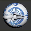 Blue And White Ceramic Watering Can With Spiral Pattern For Household Use