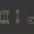 Classical Architecture Stone Components With Columns Bases And Ornate Carved Brackets 3d model