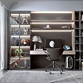 Modern study desk and chair combination 3d model
