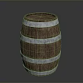 Classic Wooden Barrel With Rustic Wood Construction And Metal Hoops