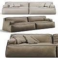 Taupe Upholstered Two Seater Sofa With Plush Cushions And Modern Design