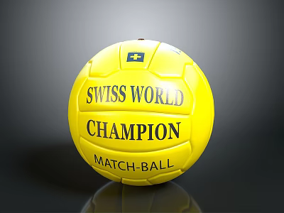 Yellow Swiss World Champion Match Ball With Text And Logo Design 3d model