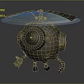 Sci Fi Mechanical Creature Character With Green Eye And Propeller Design
