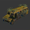 Modified Rusty Yellow School Bus With Spikes And Barred Windows 3d model