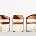 Modern Design Upholstered Leisure Chairs With Gray Brown Upholstery And Metal Legs