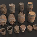 Various Sizes Wooden Barrels and Small Buckets for Home Storage Decor