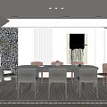 Modern Restaurant Interior Featuring Dining Table Chairs Artwork And Indoor Plants