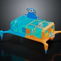 Colorful Blue And Orange Children's Sports Playground Equipment With Net Structure Platform And Support Legs