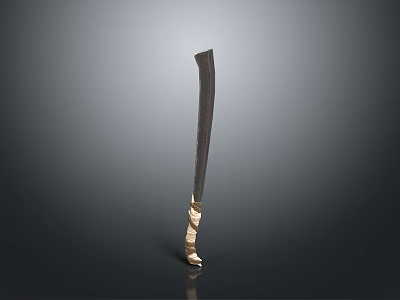 Traditional Handcrafted Weapon With Long Sharp Blade And Wooden Handle 3d model