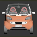 Orange and White Small Compact Two Seater Car with Modern Design and Transparent Roof