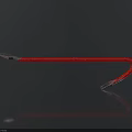 Red Cable With Metal Connectors Curved Shape On Black Background With Reflection Details