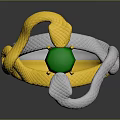 Snake Design Ring With Gold And Silver Wrapping And Green Gemstone