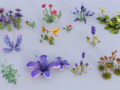 Colorful Flowers And Plants Featuring Diverse Species And Vibrant Blooms 3d model