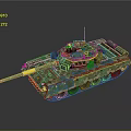 Green Camouflage Military Tank With Turret Gun Barrel Tracks And Antenna