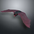 Game Movie Character Bat Like Creature With Black Body Red Eyes And Spread Red Wings